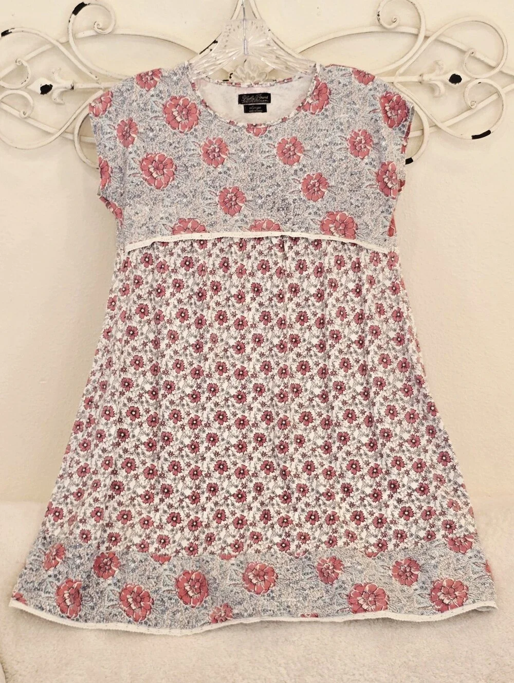 Lucky Brand Girls Floral Short Sleeve Dress - Pink & White